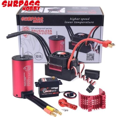 SURPASSHOBBY 3665 2900KV Brushless Motor with 80A Waterproof ESC Combo for RC 1/10 Car