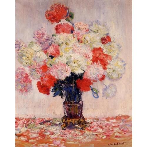 High quality Oil painting Canvas Reproductions Vase of Peonies (1882) By Claude Monet hand painted