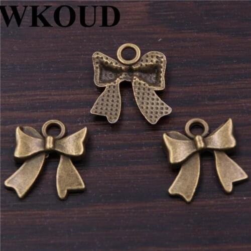 WKOUD 30pcs Bronze Color lovely bow tie series earrings bracelet DIY jewelry pendant accessories