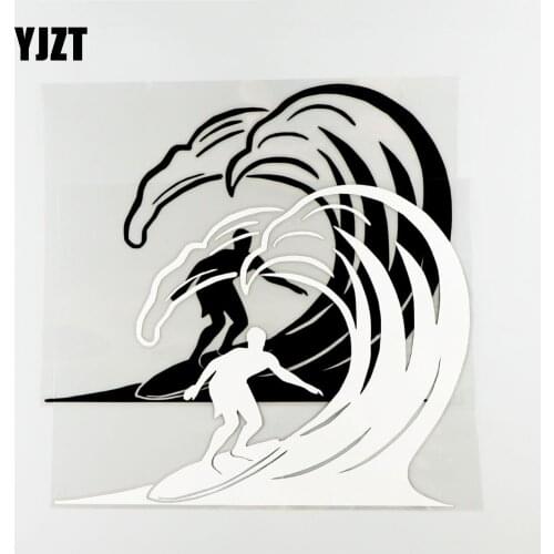 YJZT 26.1×20.2CM Surfing Cool Personality Car Sticker Vinyl Decal Black/Silver 20A-0009