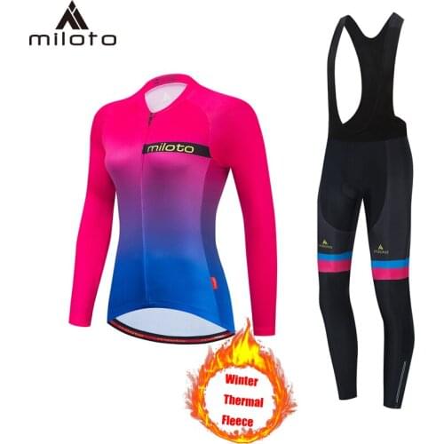 MILOTO Winter Mountain Bike Clothing Women Thermal Fleece Cycling Jersey Set Warm Dress Maillot Mtb Suit Bicycle Clothes Kit