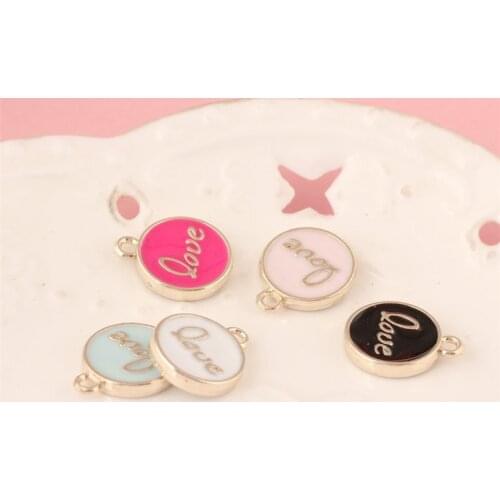 10pcs/lot Round Love Charms Double Face Enamel Charms Charms pendants jewelry making Handmade craft Accessories Wholesale