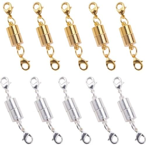 10Pcs Metal Brass Magnetic Clasps with Lobster Claw Clasps Bracelets Necklaces Connectors for DIY Jewelry Making Findings