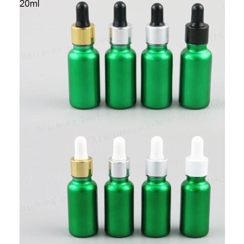 12 x Refillable Paint Green Glass E liquid Dropper Bottles for Essential Oil 1/2oz Glass Piepette Dropper Container 15ml 20ml