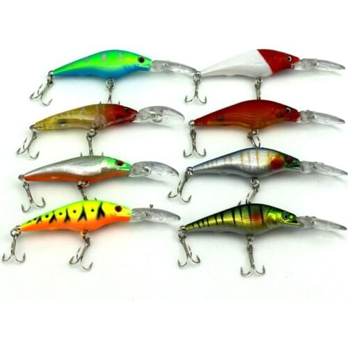 16pcs Minnow Fishing Lures 8 Colors Artificial Pike Hard Plastic Baits 9cm 6.6g Crankbait Lighted Color Fishing Lures (MI030)