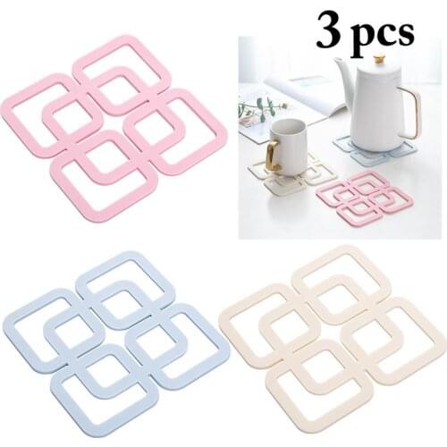 3pcs/set Cup Coaster Creative Hollow Heat Resistant Trivet Mat Drink Coaster Pot Mat Cup Accessories Kitchen Tools