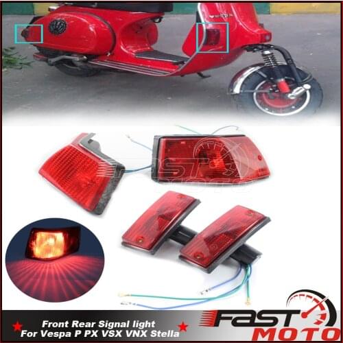Red 4pcs Scooter Front and Rear Turn Signal Light Indicator For Vespa P PX VSX VNX Stella Left & Right Blinker Flashers DRL