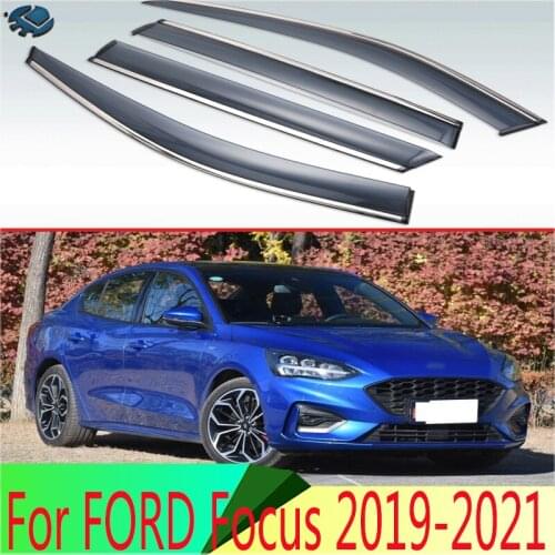 For FORD Focus 2019 Plastic Exterior Visor Vent Shades Window Sun Rain Guard Deflector 4pcs