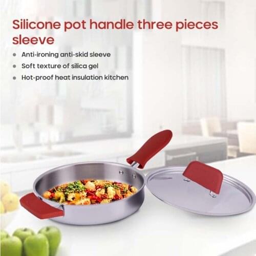 8 Pcs/Set Removable Rubber Heat-resistant Pot Holder Sleeve Used For Cast Iron Frying Pan Lid Metal Frying Pan Cover