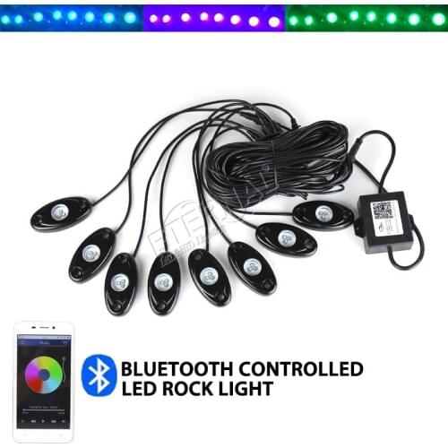 8pcs set RGB remote rock light fog running car styling work lamp for auto motorcycle offroad truck ATV UTV SUV pickup F150 F250