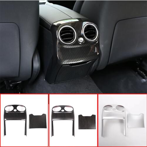 ABS Carbon Fiber Chrome Rear Air Condition Outlet Vent Cover Trim Sticker Accessories For Mercedes Benz C-Class W205 2015-2018