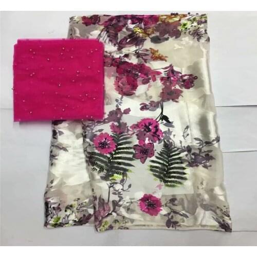 African soft silk fabric for garment neat embroidery on the red & gold satin material with Swiss voile lace tissu! LXF32807