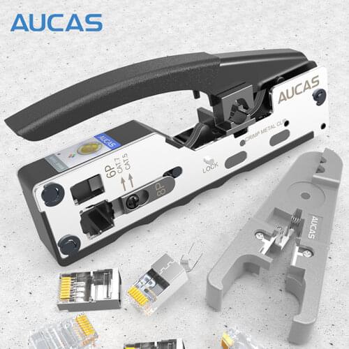 AUCAS Multifunction Network Tool Crimper Cable Tools Kits Stripper Punch Down RJ45 RJ12 RJ11 Ethernet LAN Cat7 Cat6 Cat5 Cutter
