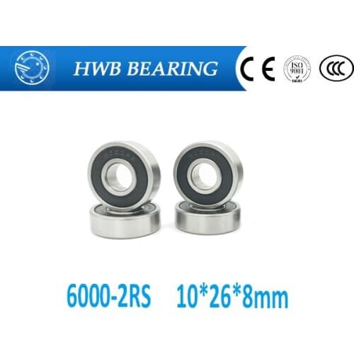 Free shipping 6000-2RS 6000 RS 6000rs deep groove ball bearing 10x26x8mm 6000-2RSH Rubber Sealed Ball Bearing MR12268-2RS