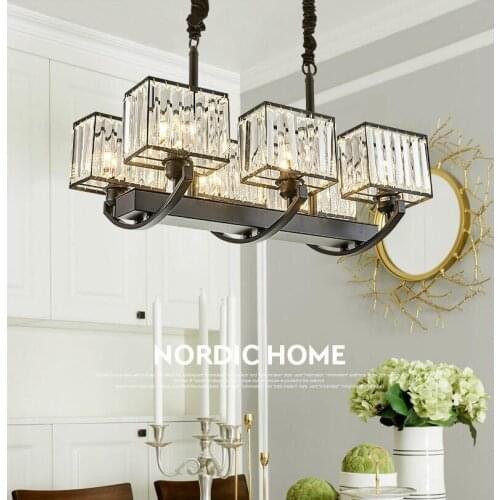 Free Shipping Modern Crystal Pendant Light Rectangle Crystal Light for Dining room Restaurant Hanging Suspension Lamp Lustres