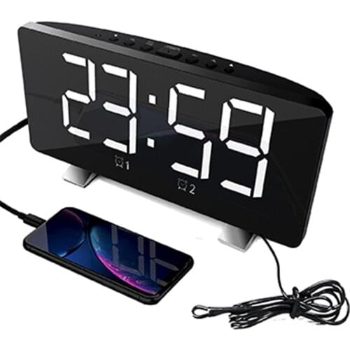 Digital LED Alarm Clock with FM Radio Function Multifunctional Bedside Snooze Time Display Clock Desk Clock for Kids Bedroom