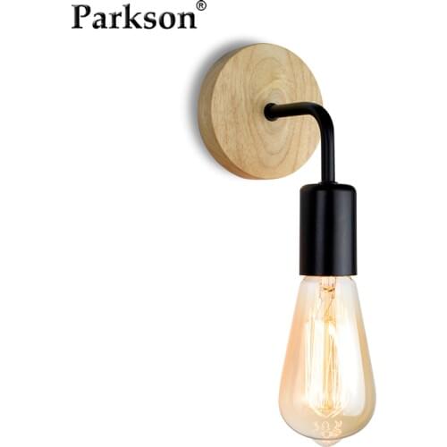 Wood Wall Lamp Sconce Wall Lights Fixture E27 AC 110V 220V Industrial Decor Home Vintage Retro Lamp Bedroom Light Dining Room