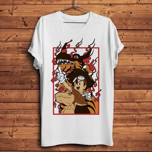 Digimo agumon greymon funny anime t shirt men new white casual tshirt homme JAPAN manga unisex streetwear t-shirt
