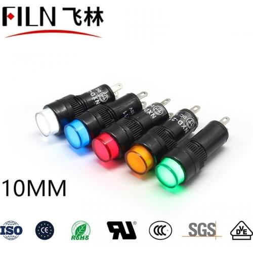 FILN thread 10mm hole plastic snap red yellow blue green white signal lamp 3v 6v 12v 24v indicaor light
