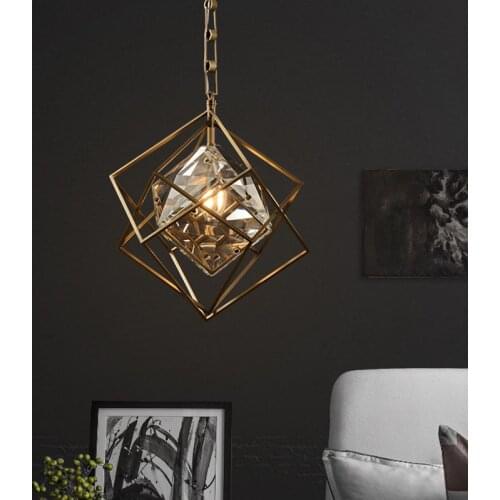 Postmodern Crystal LED Pendant Lights Bar Restaurant Creative Suspension Luminaire Porch Corridor Industrial Copper Hanging Lamp
