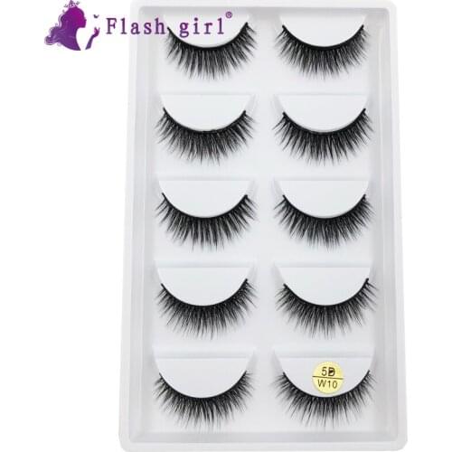 Flash Girl Individual Eyelash Fluffy Eyelashes 5 Pairs Makeup 5D Mink Eyelash Extensions Private Label