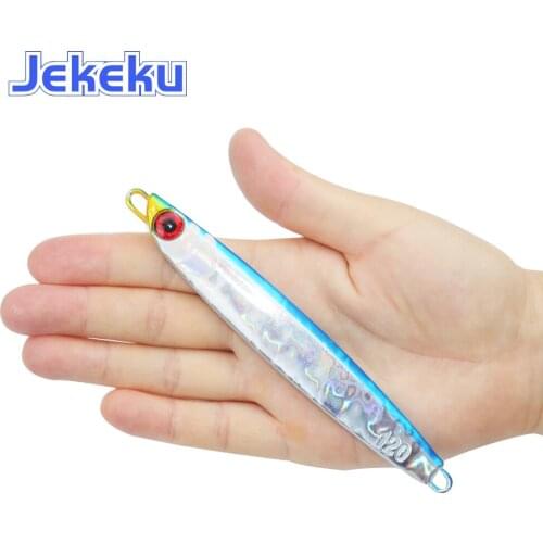 JEKEKU 2021 Laser Jigging Metal Lure Lead Fish 100g 120g Sinking Fishing Lure Shore Cast Decoys Artificial Metal Bait 1pc