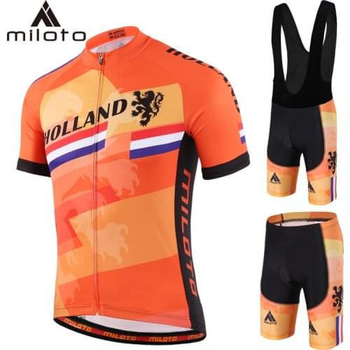 MILOTO Ropa Ciclismo Hombre Summer Men Cycling Jersey Short Sleeve Set Breathable bib shorts Bicycle Clothes triathlon suit