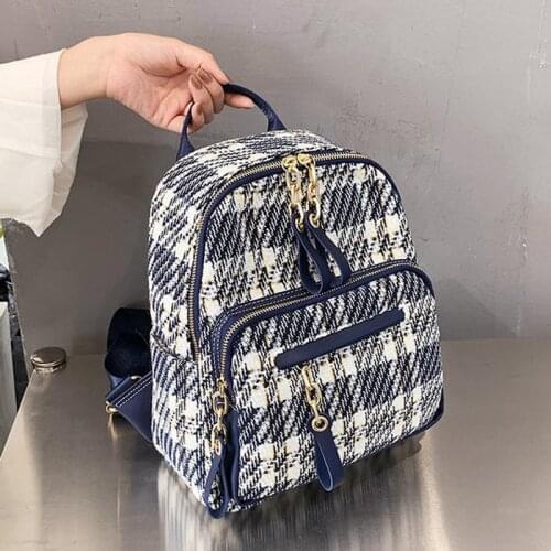 Hot Sale Nylon Fashion Backpack Ladies Casual College Style Travel School Backpacks for Girls Light Plaid Designer Bag Sac A Dos