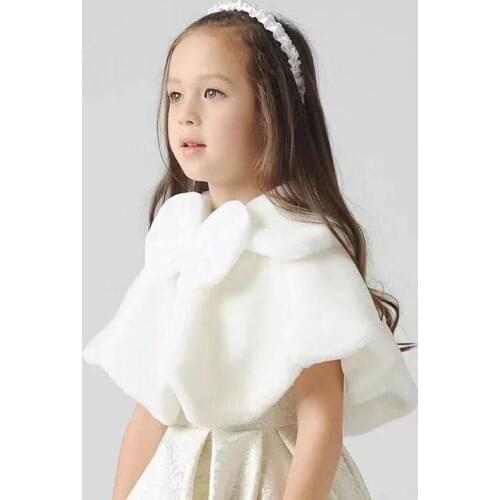 Lovely Cute Wedding Party Flower Girla Fur Shawl Ivory Color Girls Wrap Fairy Bolero Wedding Accessory Fast Shipping