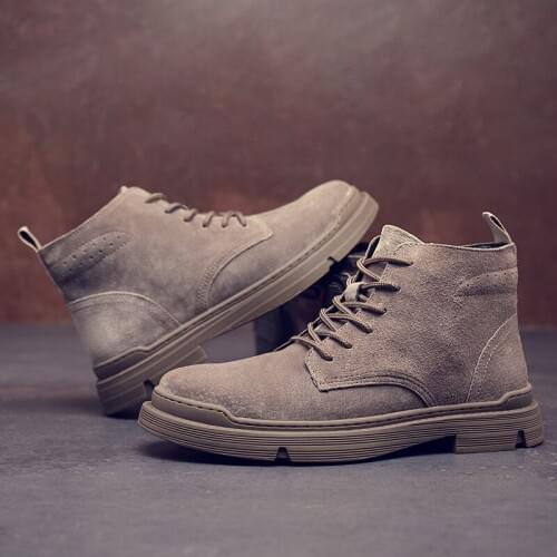 Fashion Vintage British Round Toe Ankle Boots High Quality Genuine Leather Casual Shoes Breathable Tooling Military Desert Boots