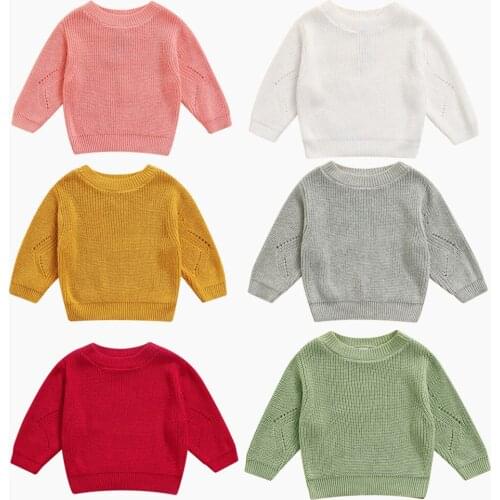 Baby Solid Color Sweaters 2021 Autumn Winter Boys Girls Clothes Toddler Casual Long Sleeve Knit Pullover Sweater Tops 0-3Y