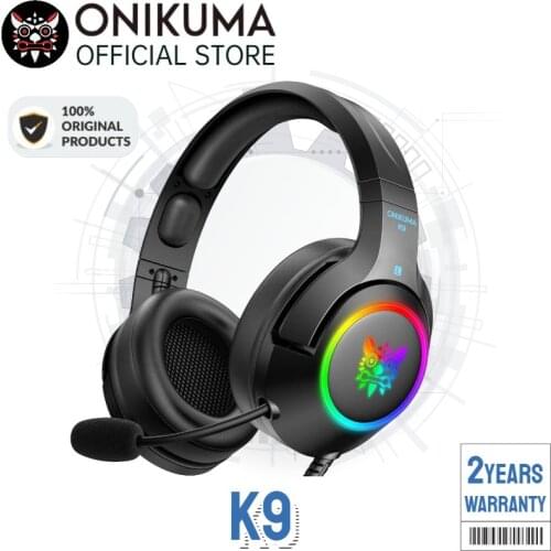 ONIKUMA K9 Wired Headphones With Noise Cancelling Mic 7.1 Surround Sound Earphones RGB Lights For PS4 Xbox One Headset Gamer