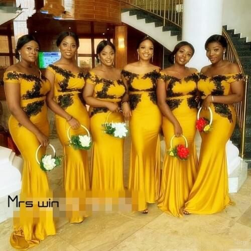 Mrs win Bridesmaid Dresses For Girls Elegant Off Shoulder Wedding Guest Dress Plus Size Long Boat Neck Vestido Madrinha HR081