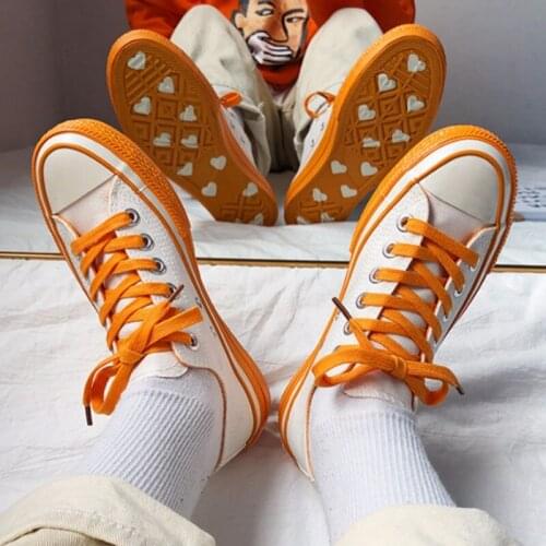 QWEDF Women Flat Vulcanized Shoes Fashion Canvas Casual Shoes Ladies Sneakers Footwear Love Canvas Shoes Retro Z1-23