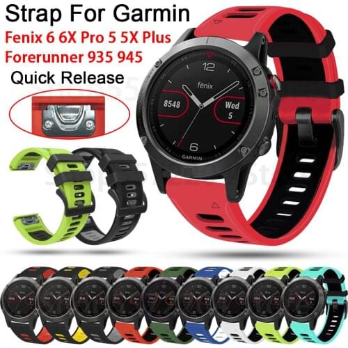22mm 26mm WatchBand for For Garmin Forerunner 945 935 Fenix 5X 5 Plus 6 6X Pro Soft Silicone Smart Watch Band Sports Waterproof