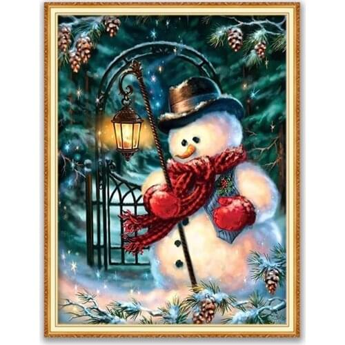 Christmas Ball With Snow DIY Cross Stitch 11CT Embroidery Kits Needlework Craft Set Printed Canvas Cotton Thread Home Decoration