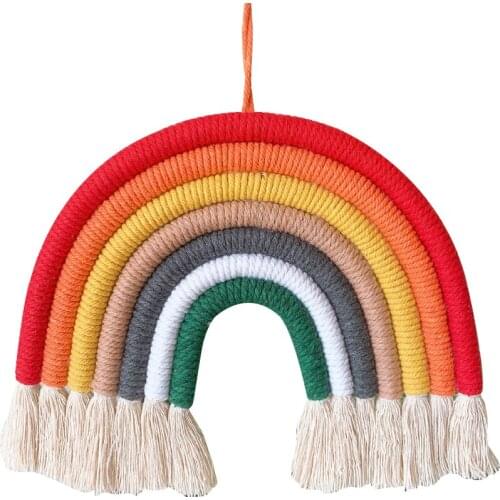 Nordic Rainbow Wall Hanging Ornament Decorative Tassel Rainbow Wind Chimes Kids Room Decoration Accessories Gifts Photo Props