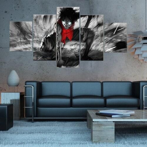 Modern Canvas Painting Modular Animation Poster 5 Pieces One Piece Wall Art Home Decor For Living Room Printed Pictures Artwork