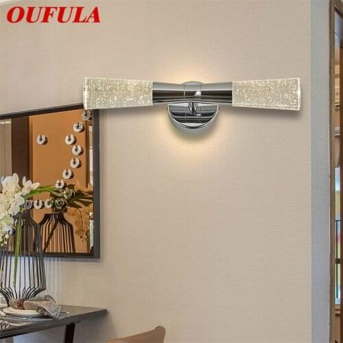 OUFULA Modern Wall Lights Crystal LED Sconce Fixture 220V 110V Aluminum Indoor Wall Lamps For Bedroom Living Room Office Hotel