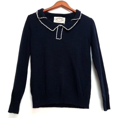 Fashion Spring autumn Women Turn-down collar Contrast colors soft thin Knitted Sweater Female Pullover Ladies Full-Sleeve TOPS