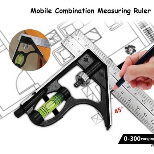 DIY Precise Stainless Steel Measuring Tools Aluminium Combination Mobile Square Workshop Hardware Angle Spirit Level 300mm