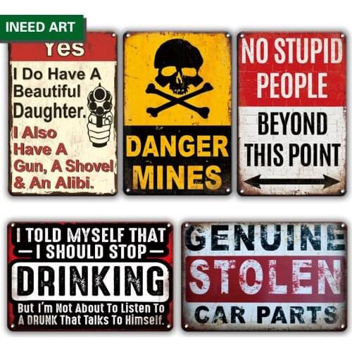 Vintage Public Warning Metal Tin Sign Retro Caution Wall Stickers Iron Plate Home Decor Wall Decoration