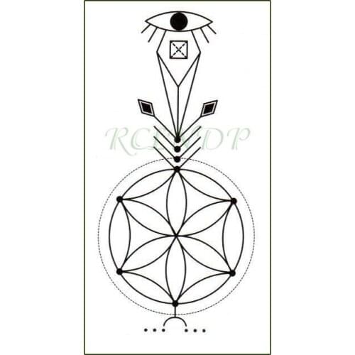 Waterproof Temporary Tattoo Sticker Line Draw Flower Arrow Eye Pattern Sex Big Tattos Flash Tatoo Fake Tattoos Art for Men Women