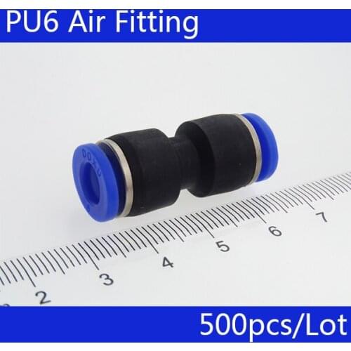 HIGH QUALITY PU6 500Pcs Air Pneumatic 6mm to 6mm Straight Push in Connectors Quick Fittings