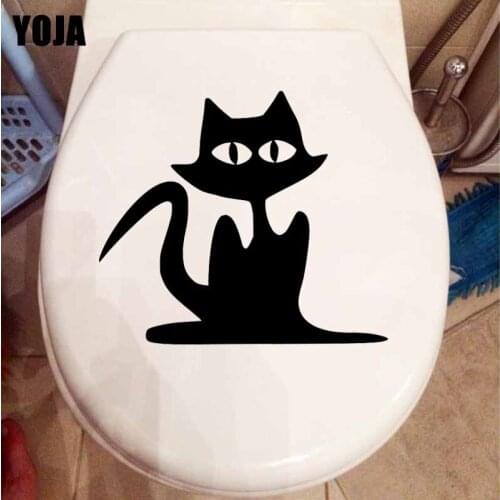 YOJA 23.3X20.5CM Cat Lover WC Toilet Sticker Funny Bedroom Home Wall Decals Decor T5-0064