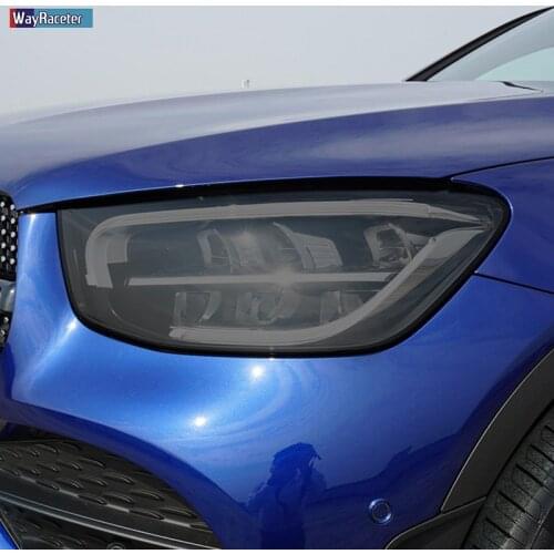 2 Pcs Car Headlight Protective Film Transparent Black TPU Sticker For Mercedes Benz GLC Class X253 C253 AMG 2015-On Accessories