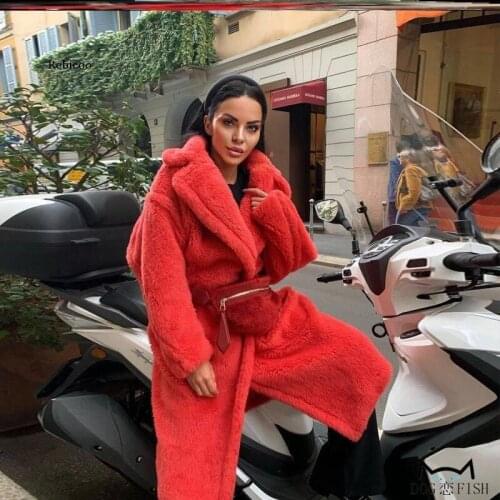Women Winter Faux Fur Warm Long Coat Long Sleeve Female Thick Teddy Bear Coat Casual Loose Oversize Outwears