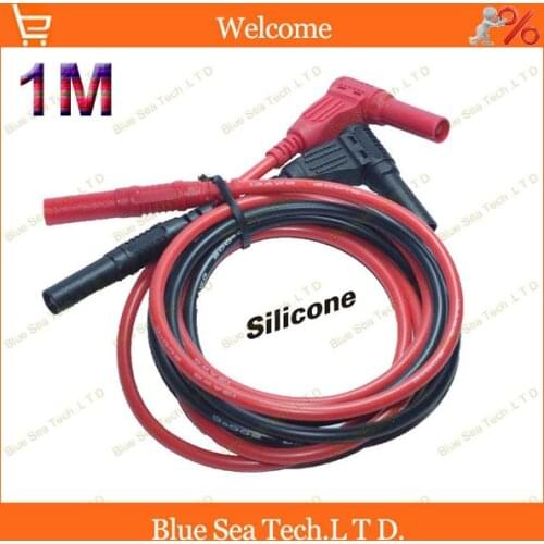 1 pair 1M multimeter pen extension test cable with 4mm socket 13 AWG 2.5 sq silicone cable Free Shipping