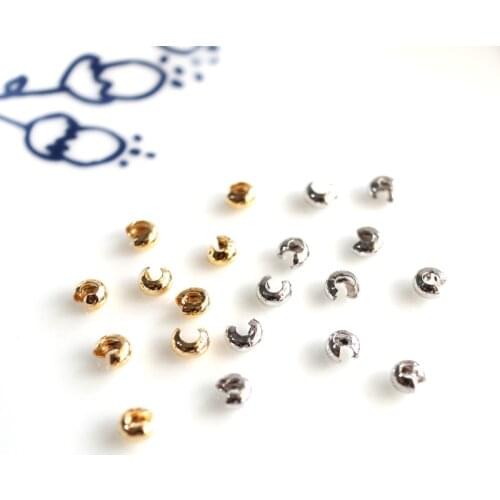 10/20/50pcs gold plated platinum plated crimp beads end beads covers for jewelry making 4mm
