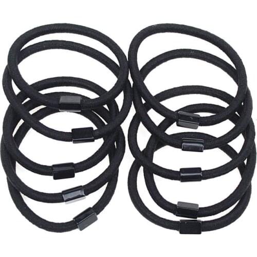 10pcs/lot 52mm Women Fashion Black Elastic Ponytail Holders Hair Accessories For Girl Women Rubber Band Tie Gum